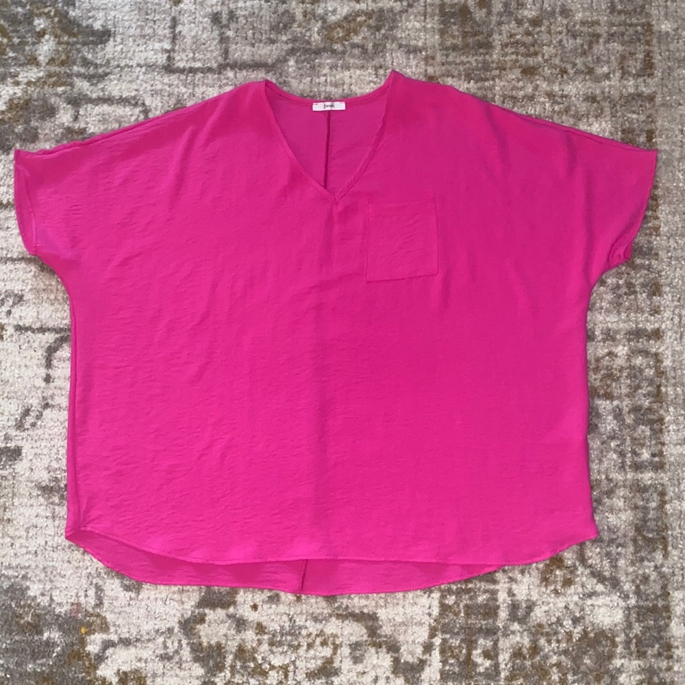 Solid Boxy Pocket Top in Hot Pink by Jodifl